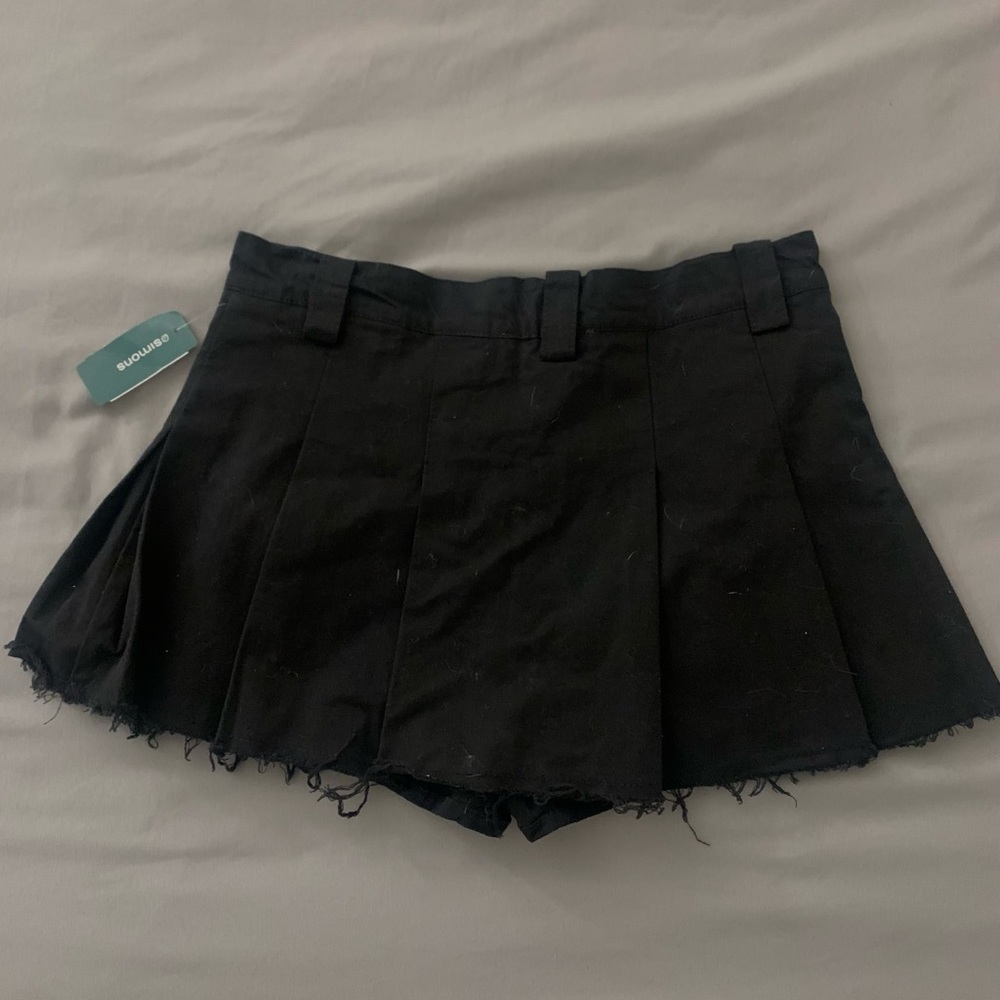 Mini black jean skirt